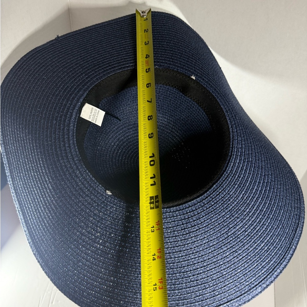 Elegant Navy Wide-Brim Hat with Turquoise Accents - Picture 6 of 6
